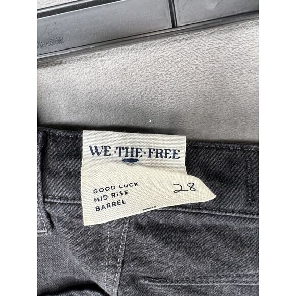 Free People Good Luck Mid-Rise Barrel Jeans Size 28 In Black - Picture 9 of 11